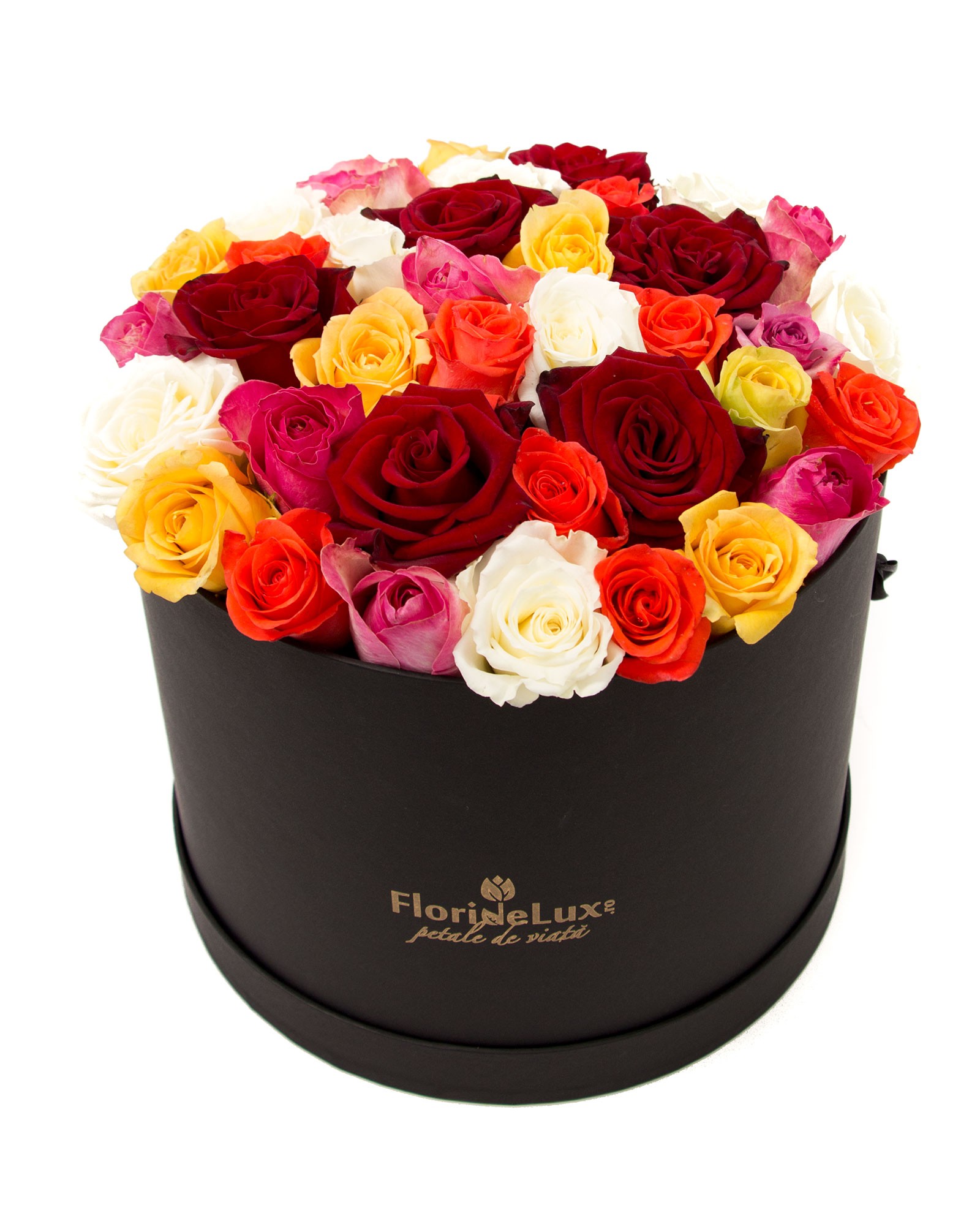 trandafiri multicolori cutie