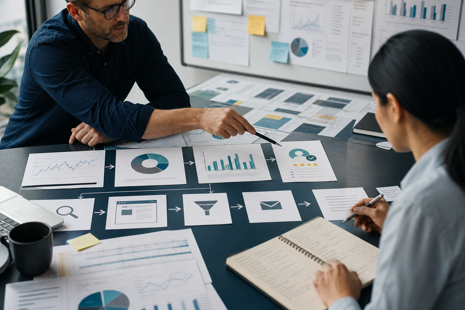 Ce KPI trebuie să raporteze o agenție SEO pentru un business bazat pe leaduri reprezentat printr-o scenă editorială despre analiză, decizie și măsurare